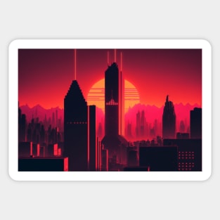 Retrowave 80s Synthwave Sun City Sticker